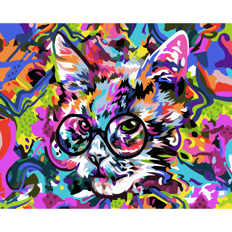 Картина по номерам на холсте ТРИ СОВЫ &quot;Абстрактный кот&quot;, 40*50, с акриловыми красками и кистями 335117 КХ_44161