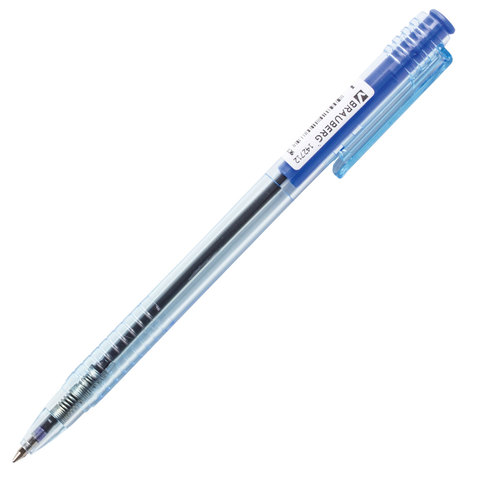 Ручка шариковая масляная автоматическая BRAUBERG &quot;Click Blue&quot;, тонированный корпус, узел 1 мм, линия 0,8 мм, синяя, 142712