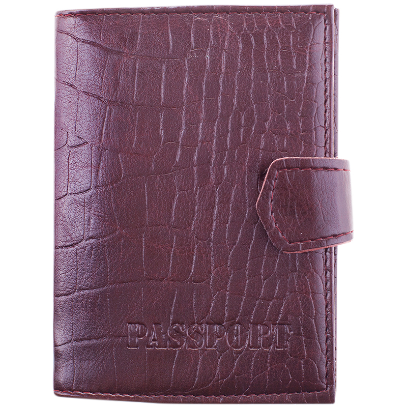 Обложка для паспорта OfficeSpace экокожа + изолон, с кнопкой, с подкладом, терракот, крокодил 222067