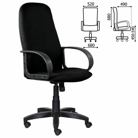Кресло офисное BRABIX &quot;Praktik EX-279&quot;, ткань/кожзам, черное, 532017