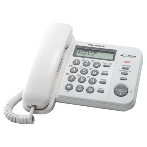 Телефон PANASONIC KX-TS2356RUW, белый, память 50 номеров, АОН, ЖК дисплей с часами, тональный/импульсный режим   260340