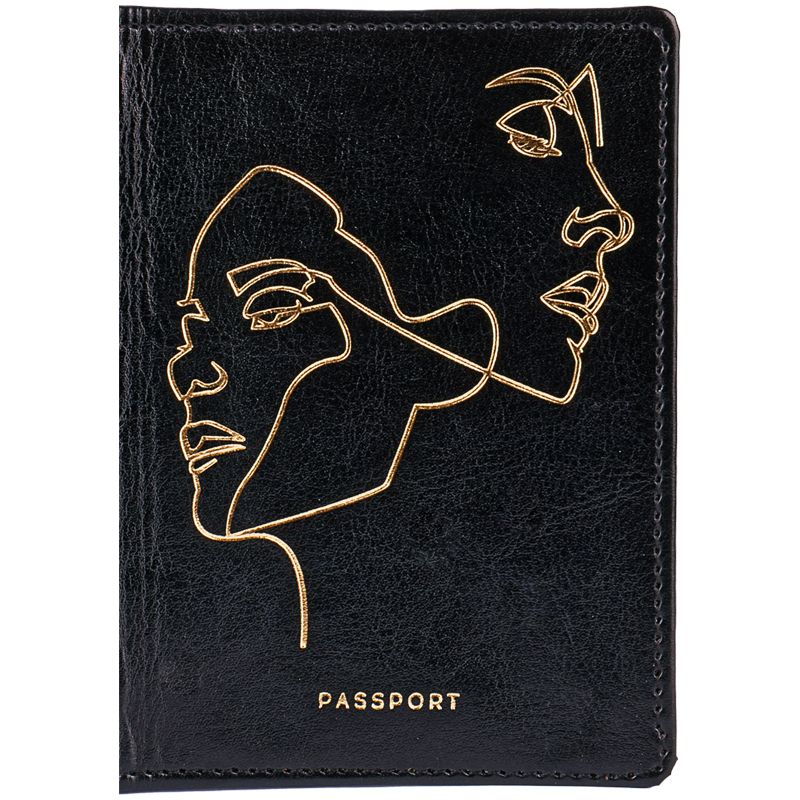 Обложка для паспорта OfficeSpace &quot;Life line&quot;, кожзам гладкий, черный, тиснение фольгой 311103