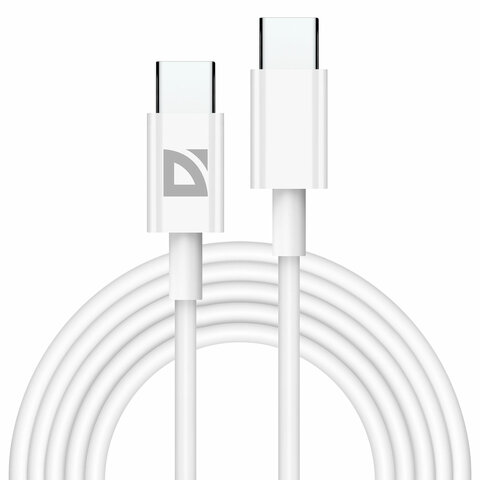 Кабель USB Type-C-Type-C, 30 Вт, белый, 2 м, DEFENDER F182, 87537  514028