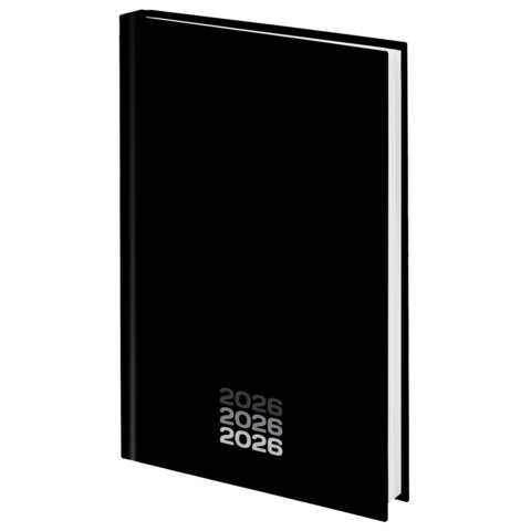 Ежедневник датированный 2026 145х215 мм, А5, STAFF, ламинированная обложка, &quot;Black style&quot;, 117325