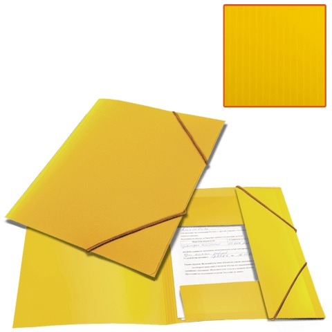 Папка на резинках BRAUBERG Contract, желтая, до 300 листов, 0,5мм, бизнес-класс, 221800
