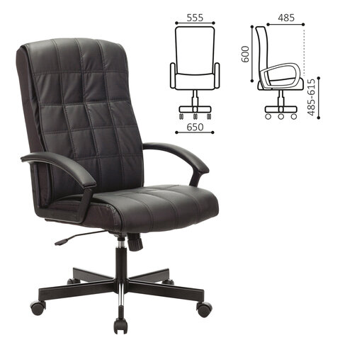 Кресло офисное BRABIX &quot;Quadro EX-524&quot;, компактная упаковка, экокожа, черное, 532104
