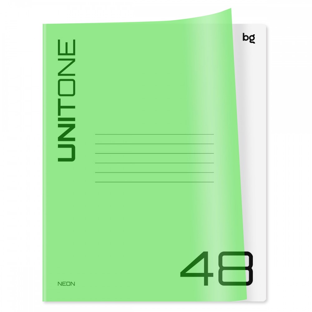 Тетрадь 48л. клетка BG &quot;UniTone. Neon&quot;, пластиковая обложка, неон салатовый 359081 Т5ск48_пл 12471
