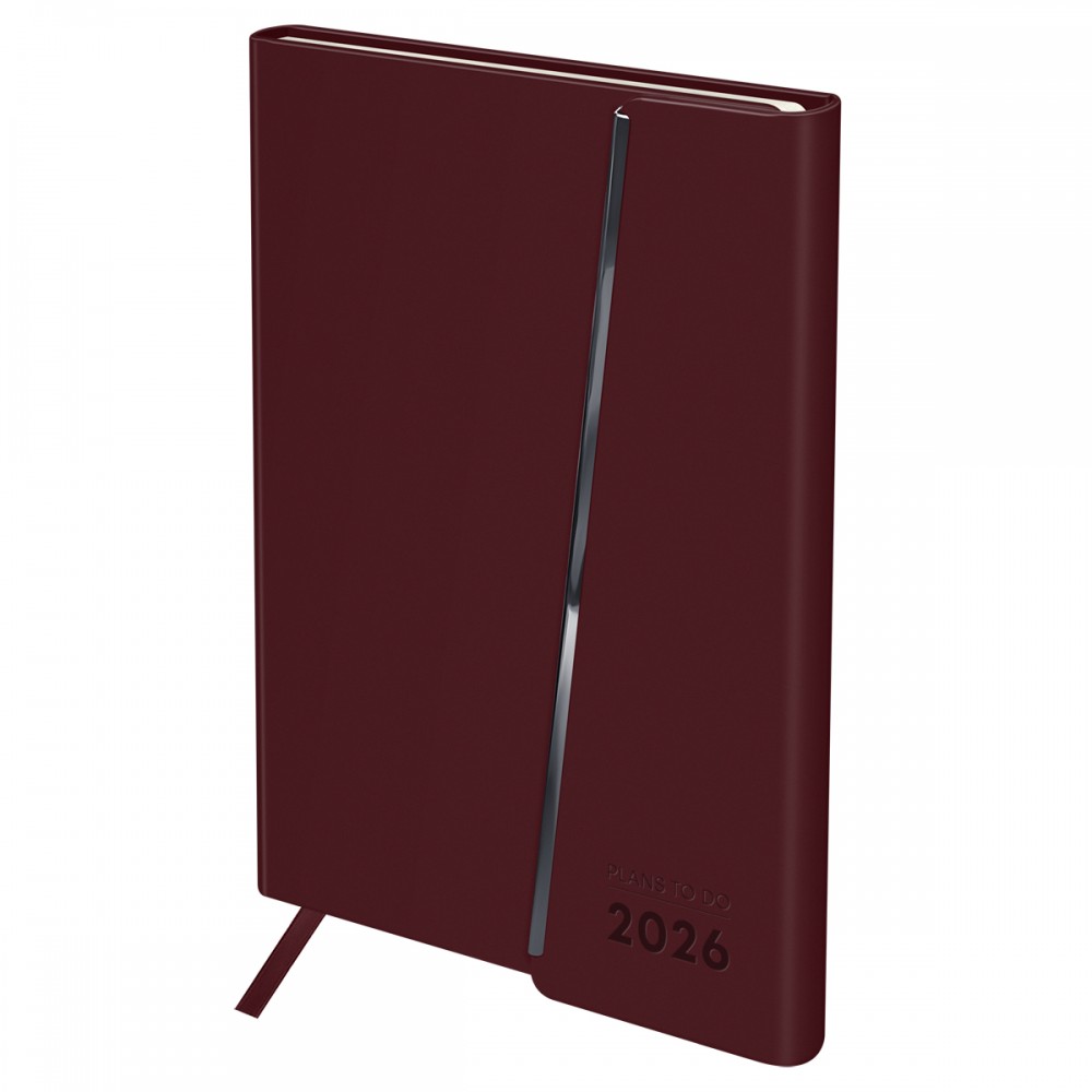 Ежедневник датированный 2026г., А5, 176л., твердый переплет, кожзам Soft touch, BG &quot;Magnet. Wine&quot;, винный, магнит  клапан 380165 DdА5_09409