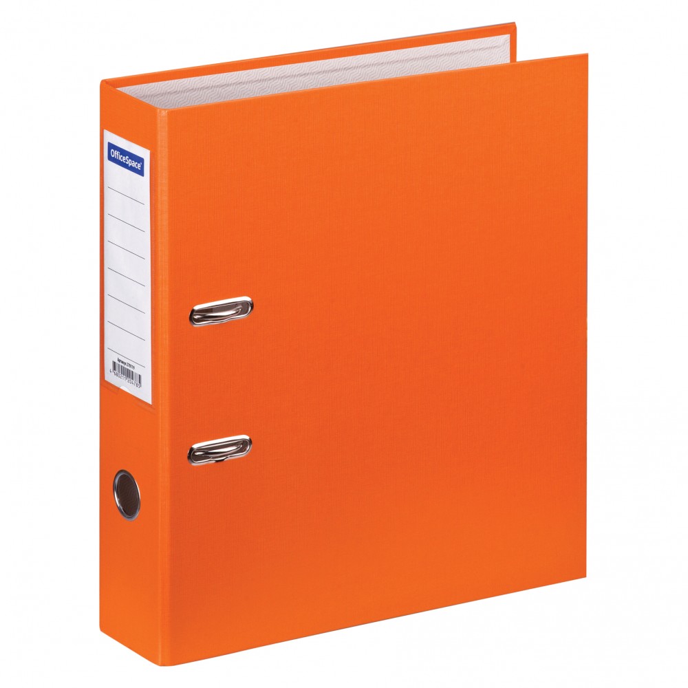 Папка-регистратор OfficeSpace, 70мм, бумвинил, с карманом на корешке, оранжевая 270119