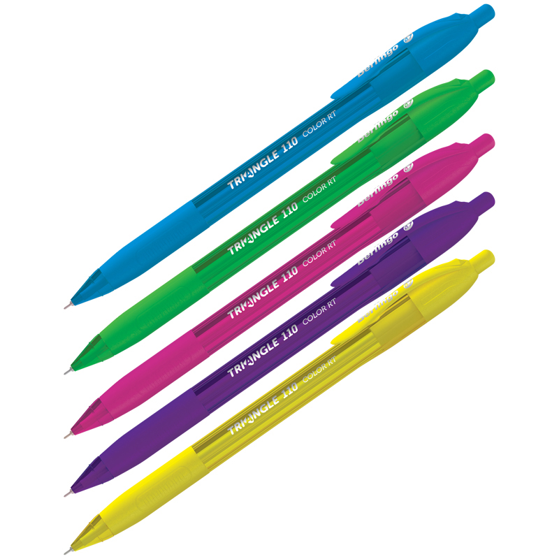 Ручка шариковая автоматическая Berlingo &quot;Triangle 110 RT Color&quot; синяя, 0,7мм, трехгр., игол.стержень 242984/CBm_07120