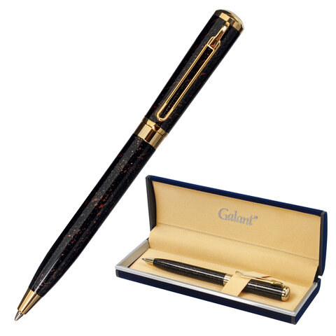 Ручка подарочная шариковая GALANT &quot;TINTA MARBLE&quot;, корпус коричневый, золотистые детали, узел 0,7 мм, синяя, 143501