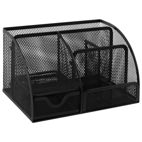 Подставка-органайзер металлическая BRAUBERG &quot;Germanium&quot;, 7 секций, 125х220х140 мм, черная, 237416