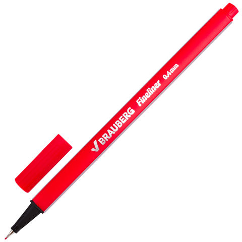 Ручка капиллярная &quot;Aero&quot;, 0,4 мм, металлический наконечник, трехгранная, BRAUBERG, красная, 142254