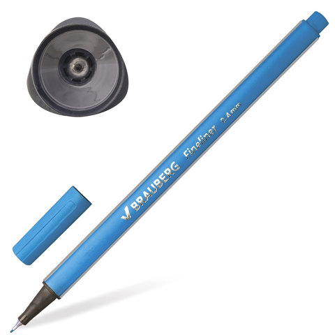 Ручка капиллярная &quot;Aero&quot;, 0,4 мм, металлический наконечник, трехгранная, BRAUBERG, голубая, 142259