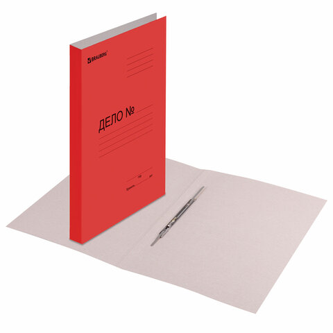 Скоросшиватель красный картонный мелованный BRAUBERG, гарантированная плотность 360 г/м2, до 200 листов, 124575