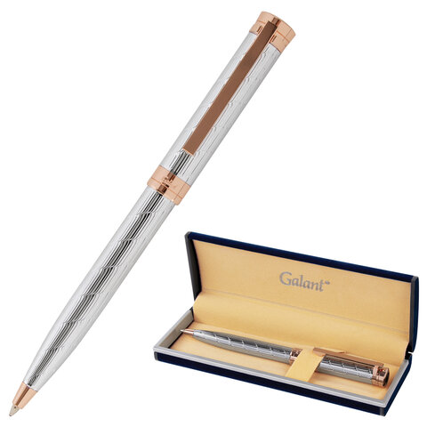Ручка подарочная шариковая GALANT &quot;ESQUISSE&quot;, корпус серебристый, детали розовое золото, узел 0,7 мм, синяя, 143511