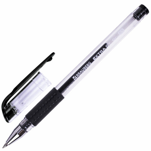 Ручка гелевая с грипом BRAUBERG &quot;EXTRA GT&quot;, ЧЕРНАЯ, стандартный узел 0,5 мм, линия 0,35 мм, 143917