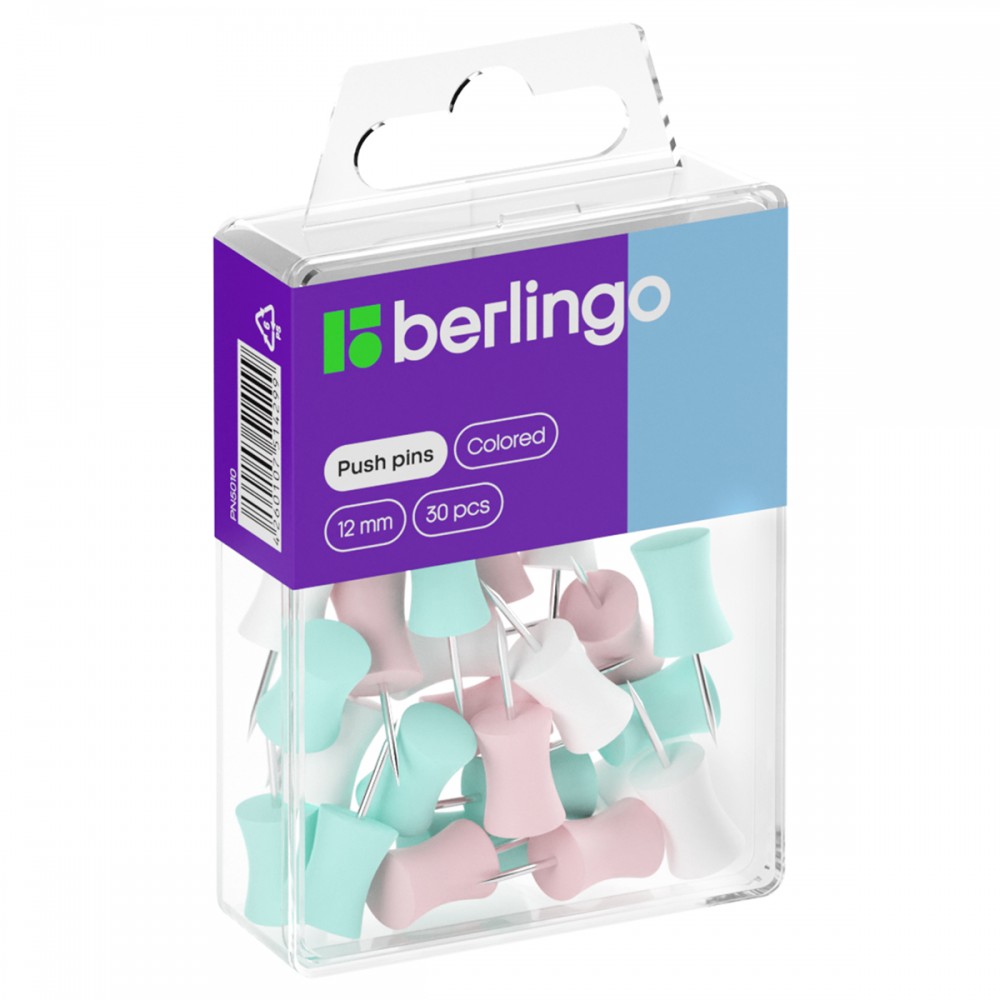 Кнопки силовые Berlingo, 30шт., ассорти, пласт. упак., европодвес 285393 PN5010