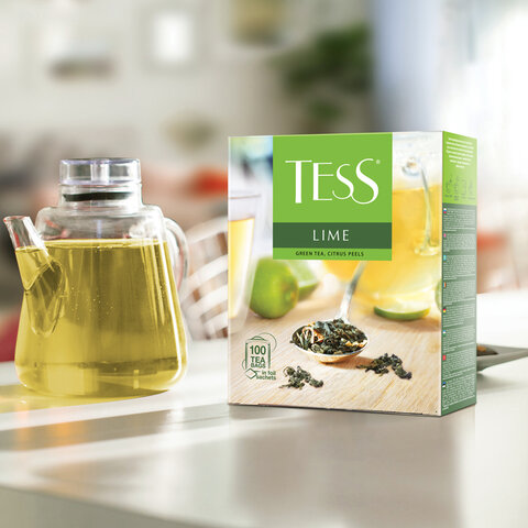 Чай TESS &quot;Lime&quot; зеленый с цедрой цитрусовых, 100 пакетиков в конвертах по 1,5 г, 0920-09  621035