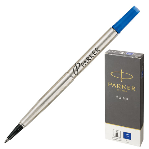 Стержень для ручки-роллера PARKER &quot;Quink RB&quot;, металлический 116 мм, линия письма 0,5 мм, синий, 1950279/170316