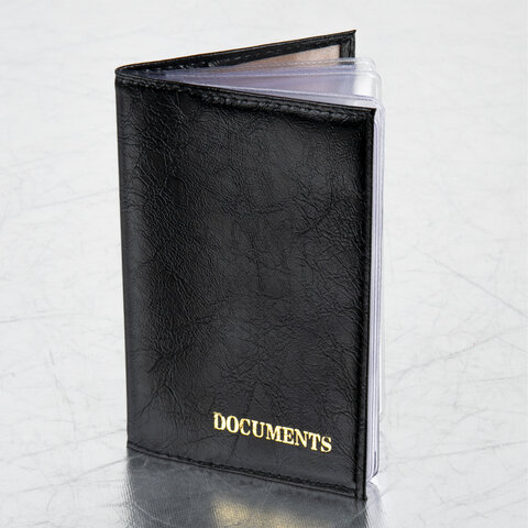 Обложка для автодокументов STAFF &quot;Profit&quot;, экокожа, &quot;DOCUMENTS&quot;, черная, 237181