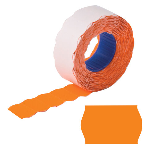 Этикет-лента 22х12 мм, волна, оранжевая, по 800 шт., BRAUBERG, 123574