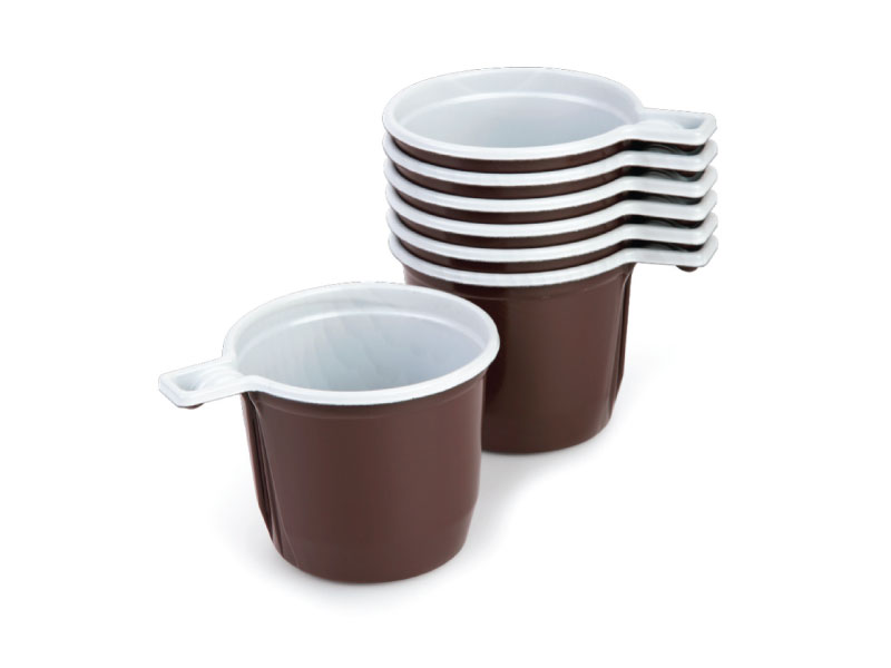 Одноразовые чашки 0,2 л, пластиковые, для чая и кофе, бело-коричневые