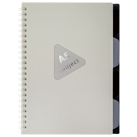 Тетрадь обложка пластик, А5 80 л., гребень, 4 разделителя, клетка, BRAUBERG, бежевый, 405366