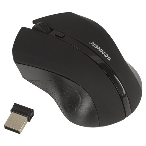 Мышь беспроводная SONNEN WM-250Bk, USB, 1600 dpi, 3 кнопки + 1 колесо-кнопка, оптическая, черная 512642