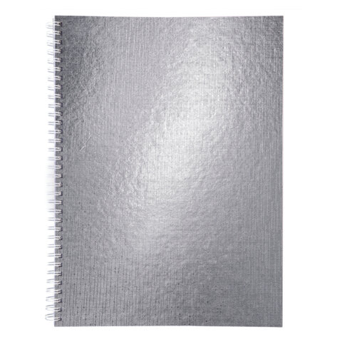 Тетрадь бумвинил А4 96 л., гребень, офсет №1, клетка, &quot;СЕРЕБРО Metallic&quot;, HATBER, 077198, 96Т4бвВ1   405484