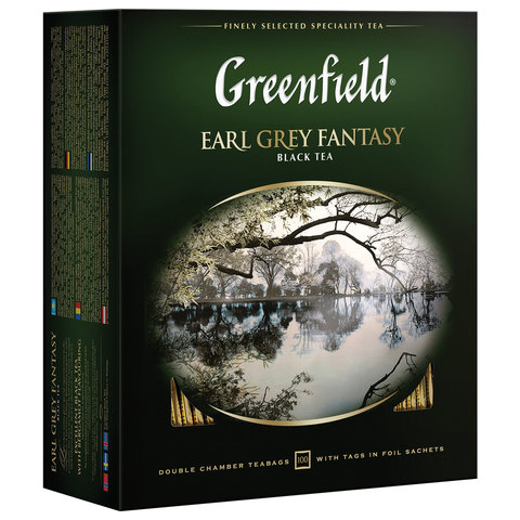 Чай GREENFIELD (Гринфилд) &quot;Earl Grey Fantasy&quot;, черный с бергамотом, 100 пакетиков в конвертах по 2 г, 0584-09