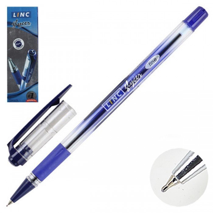 Ручка шариковая LINC Glycer 0,7 мм синяя резиновый грип 1300RF/blue Linc 066268
