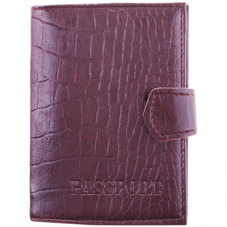 Обложка для паспорта OfficeSpace экокожа + изолон, с кнопкой, с подкладом, терракот, крокодил 222067