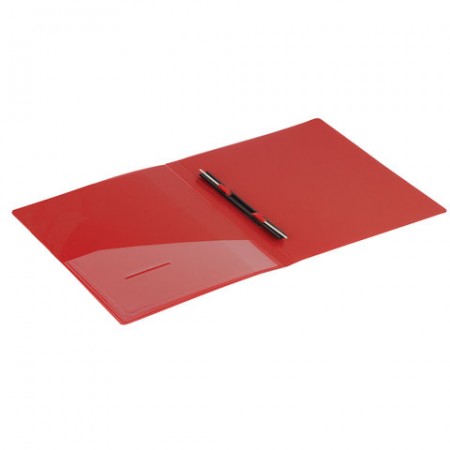 Папка с металлическим скоросшивателем и внутренним карманом BRAUBERG &quot;Contract&quot;, красная, до 100 л., 0,7 мм, 221783