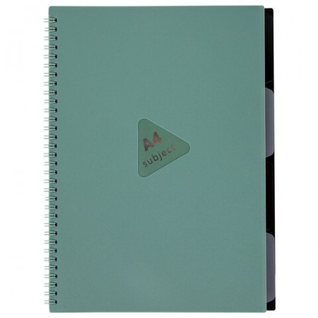 Тетрадь обложка пластик, А4 80 л., гребень, 4 разделителя, клетка, BRAUBERG, зеленый, 405363