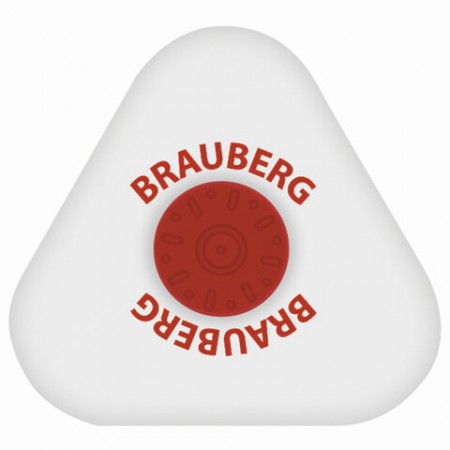 Резинка стирательная BRAUBERG &quot;Energy&quot;, треугольная, пластиковый держатель, 10х45х45 мм, белая, 222473