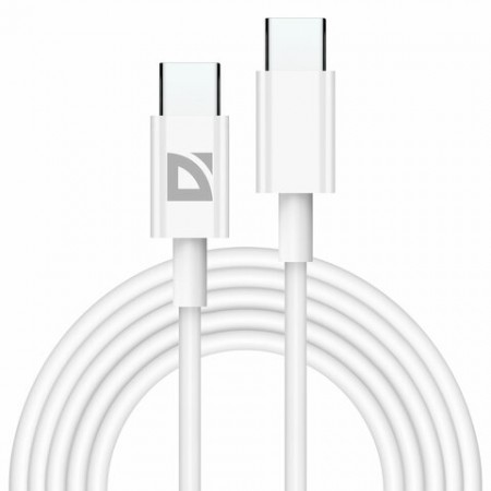 Кабель USB Type-C-Type-C, 30 Вт, белый, 2 м, DEFENDER F182, 87537  514028