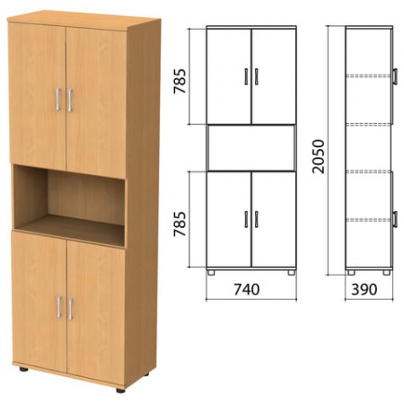 Шкаф полузакрытый &quot;Монолит&quot;, 740х390х2050 мм, цвет бук бавария (КОМПЛЕКТ) 980081