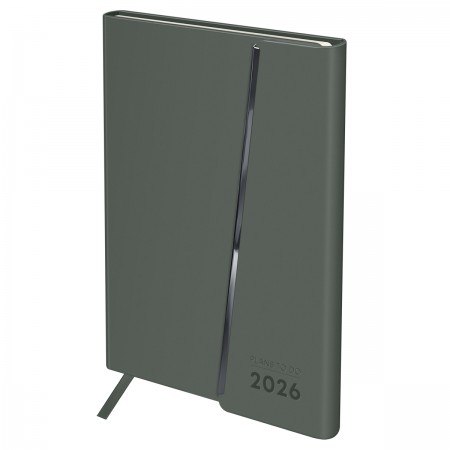 Ежедневник датированный 2026г., А5, 176л., твердый переплет, кожзам Soft touch, BG &quot;Magnet. Grey&quot;, серый, магнит клапан 380164 DdА5_09408