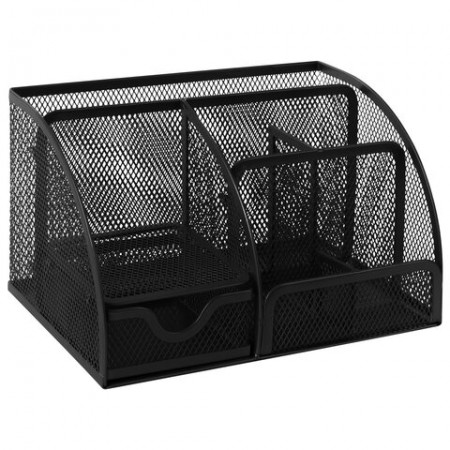 Подставка-органайзер металлическая BRAUBERG &quot;Germanium&quot;, 7 секций, 125х220х140 мм, черная, 237416