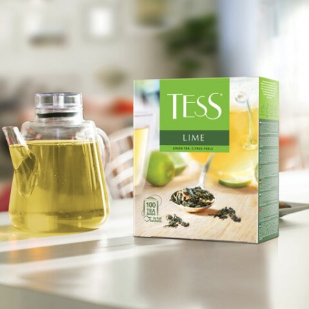 Чай TESS &quot;Lime&quot; зеленый с цедрой цитрусовых, 100 пакетиков в конвертах по 1,5 г, 0920-09  621035
