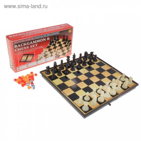 игра настольная 3 в 1 (шашки, шахматы, нарды) в кор 19х19см 536136