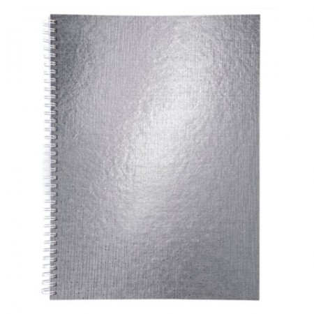 Тетрадь бумвинил А4 96 л., гребень, офсет №1, клетка, &quot;СЕРЕБРО Metallic&quot;, HATBER, 077198, 96Т4бвВ1   405484