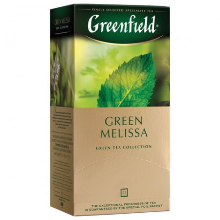 Чай GREENFIELD &quot;Green Melissa&quot; зеленый с мятой и мелиссой, 25 пакетиков в конвертах по 1,5 г 620064