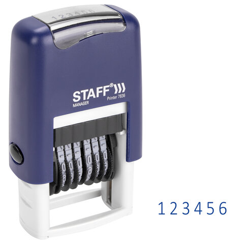 Нумератор 6-разрядный STAFF, оттиск 22х4 мм, &quot;Printer 7836&quot;, 237434
