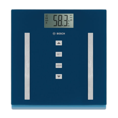 Весы напольные BOSCH PPW3320, электронные, вес до 180 кг, квадратные, стекло, синие 452998
