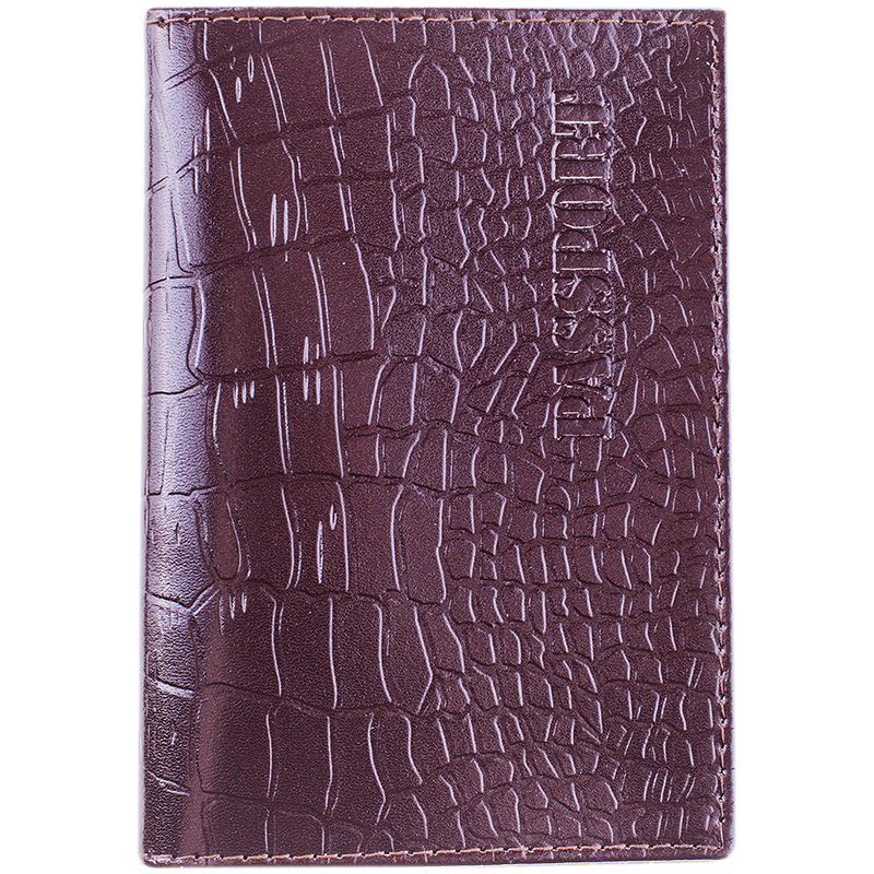 Обложка для паспорта OfficeSpace кожа тип 2, темно-коричневый, крокодил, 176876