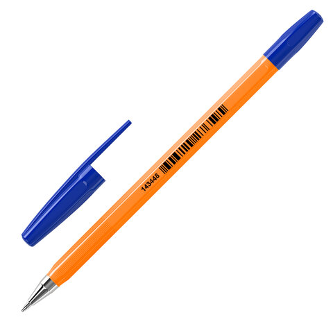 Ручка шариковая BRAUBERG &quot;M-500 ORANGE&quot;, СИНЯЯ, корпус оранжевый, узел 0,7 мм, линия письма 0,35 мм, 143448