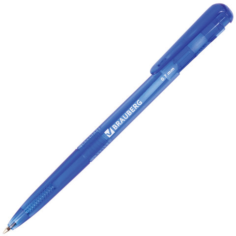 Ручка шариковая автоматическая BRAUBERG &quot;Dialog&quot;, СИНЯЯ, корпус тонированный синий, узел 0,7 мм, линия письма 0,35 мм, 141509