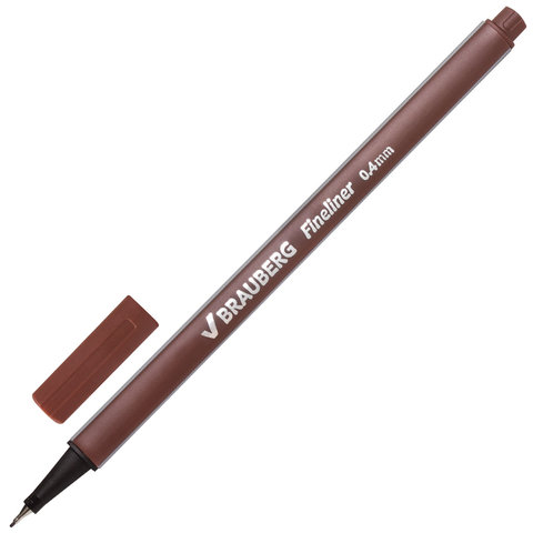 Ручка капиллярная BRAUBERG &quot;Aero&quot;, трехгранная, металлический наконечник, 0,4 мм, коричневая, FL113/142257